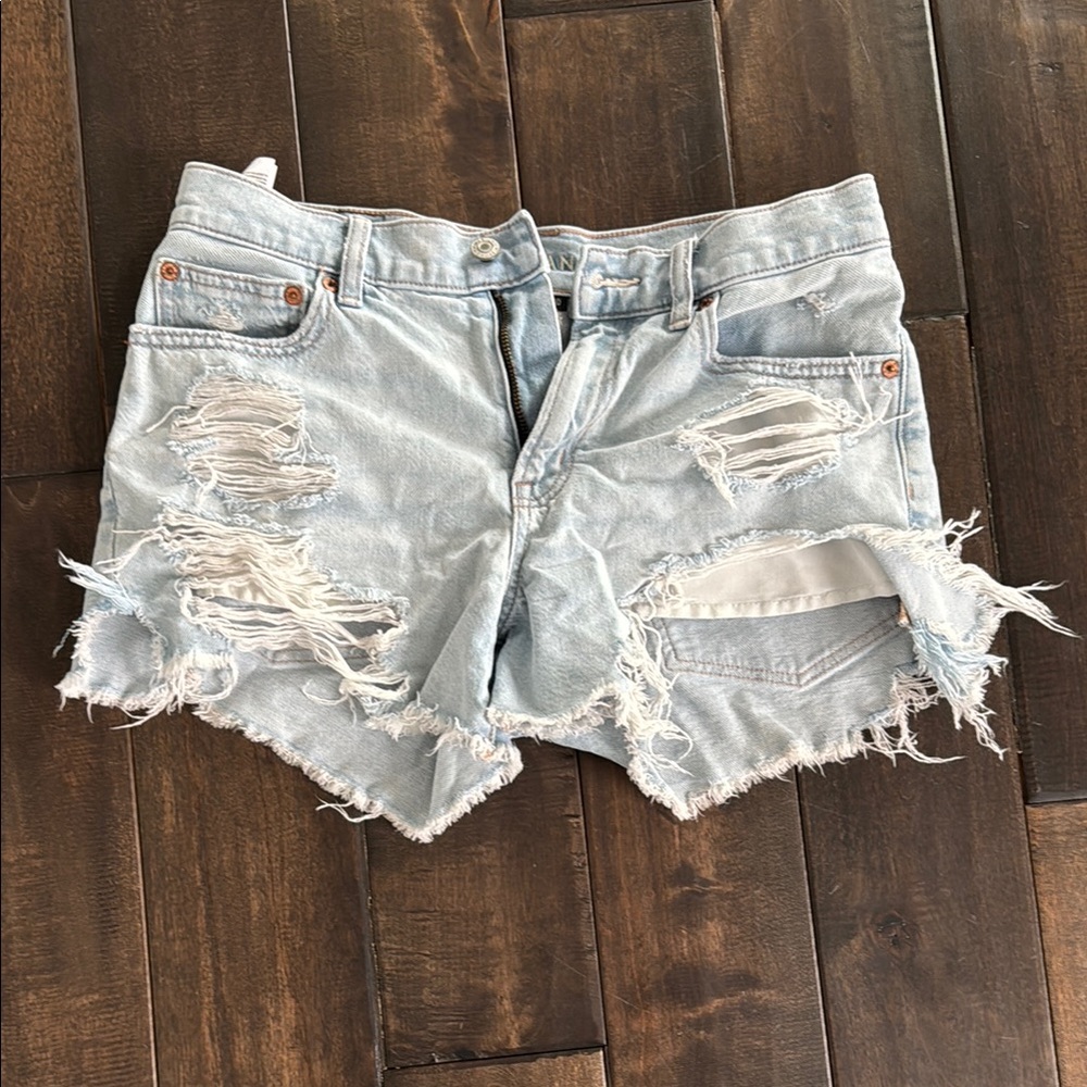 American Eagle Distressed Light Blue Denim Shorts